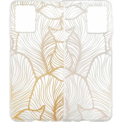 Afbeelding van iMoshion hoesje Geschikt voor Motorola Moto G54 Siliconen Design Meerkleurig / Golden Leaves Transparant