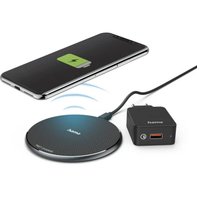 Afbeelding van Hama Wireless Charger Set Qi Fc10 10 W Draadl. Smartphone Oplaadpad Zwart