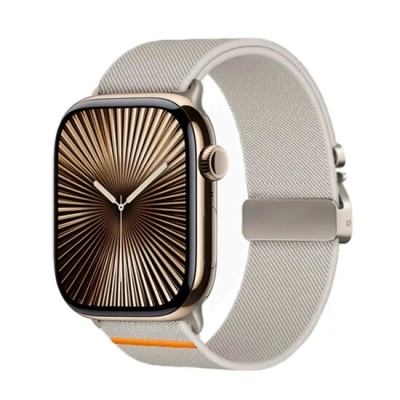 Afbeelding van By Qubix Nylon bandje met Parachute sluiting Sterrenlicht Geschikt voor Apple watch 38mm 40mm 41mm 42mm Compatible