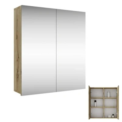 Afbeelding van Planetmöbel Merkur Badkamerkast, spiegelkast, breedte 60 cm, hangkast met spiegel, eiken Artizan zonder lamp, x 67 16 cm