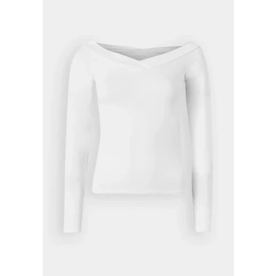 Afbeelding van Pieces Pcmaliva OFF Shoulder Vneck Longsleeve, Dames, Maat: Small, Bright white