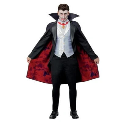 Afbeelding van Smiffy&#039;s Vampier &amp; Dracula Kostuum Graaf Vladimir Man Zwart, Wit / Beige Large Halloween Verkleedkleding