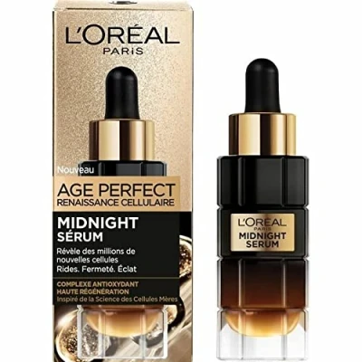 Image de L’Oréal Paris Midnight Sérum Age Perfect Renaissance Cellulaire Soin Visage Anti Rides, Fermeté, Éclat Au Complexe Antioxydant Protecteur Tous Types de Peaux 30 ml