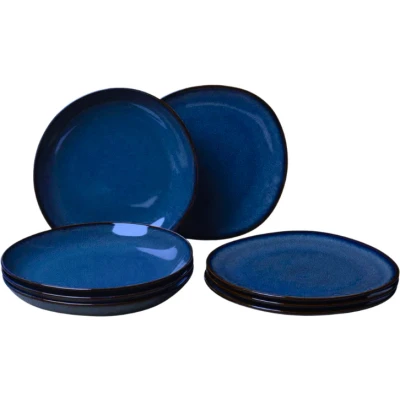 Afbeelding van Villeroy &amp; Boch Serviesset Lave Blauw 8 delig / 4 personen dinerborden en diepe borden