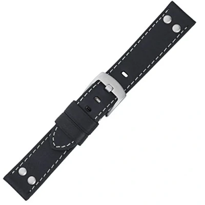 Afbeelding van Eichmüller Vintage leren horlogeband met klinknagels, SCHWARZ, riem