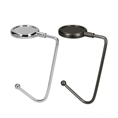 Afbeelding van kwmobile Tassenhaken voor tafel Set van 2 draagbare tashangers Tassenhangers of kast In zilver / mat zwart
