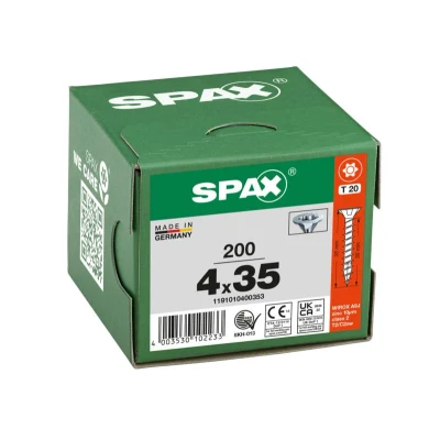 Afbeelding van Spax Spaanplaatschroef platverzonken kop verzinkt T Star T20 4.0x35mm (per 200 stuks)