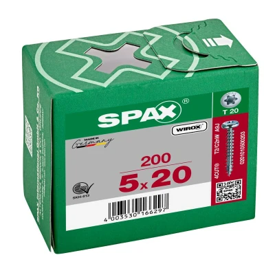 Afbeelding van Spax spaanplaatschroeven cilinderkop verzinkt T Star T20 5.0x20mm (per 200 stuks)
