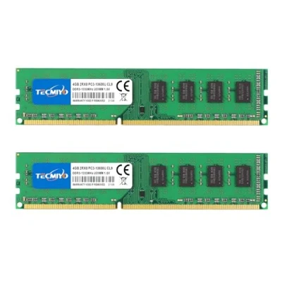 Afbeelding van TECMIYO 2 stuks PC3 10600U DDR3 1333 MHz DIMM UDIMM 2RX8 Dual Rank CL9 1,5 V 240 Pin Ongebufferd RAM geheugen voor Intel AMD Desktop PC 8 GB (2 x 4 GB)