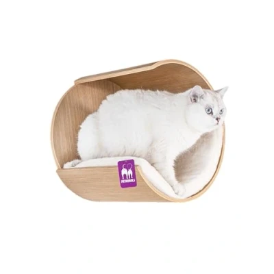 Afbeelding van Petrebels Wandmeubel wandmontage Klimmuur Kat Kattenmuur Moon 40 Rusty Oak x 35 cm
