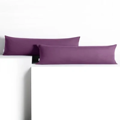 Afbeelding van DecoKing 2 kussenslopen, 20 x 145 cm, jersey, katoen, ritssluiting, pruim, barnsteen