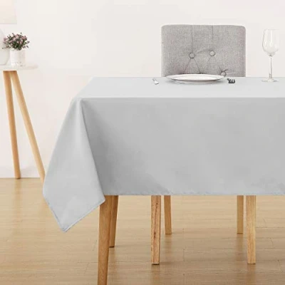 Afbeelding van Deconovo Tafelkleed, vuilafstotend, zacht, waterdicht, voor eetkamer, 130 x cm, lichtgrijs