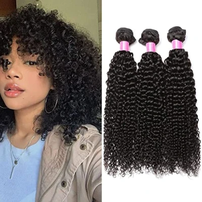 Afbeelding van RICHAIR Bundel Braziliaanse Krullen in set van 3 stuks, Braziliaans Haar, 16 Inch Natuurlijk Menselijk 50 g/stuk (totaal 150g), Zwarte Strengen