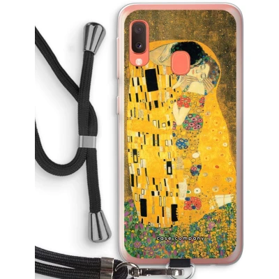 Afbeelding van Case Company® hoesje met Koord geschikt voor Samsung Galaxy A20e Der Kuss Telefoonhoesje Zwart Bescherming aan alle Kanten en Over de Schermrand