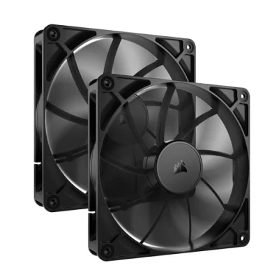Afbeelding van CORSAIR RS140 PWM ventilator 140 mm Daisy Chain aansluiting geluidsarm magnetische koepellagers dubbel pakket zwart