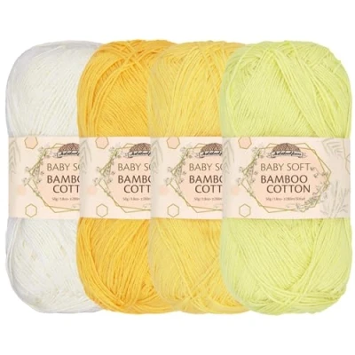 Afbeelding van JubileeYarn 4 strengen van zacht bamboe katoenen garen voor baby&#039;s, 50 g