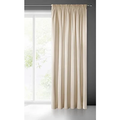 Afbeelding van Eurofirany Villa Fluwelen gordijn, zacht, plooiband, 1 stuks, edel dik, 290 g/m2, elegant, glad, eenkleurig, wollig, modern, klassiek, woonkamer, slaapkamer, lounge, beige, 140 x 270 cm