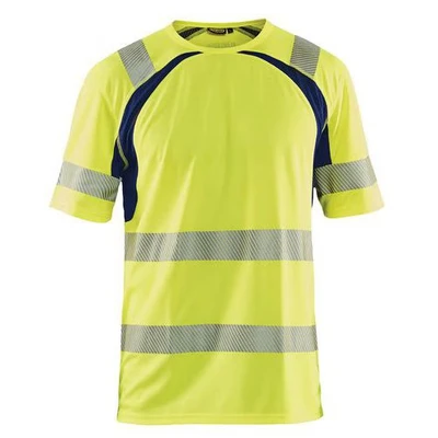 Image de T shirt anti UV haute visibilité jaune fluorescent/marine