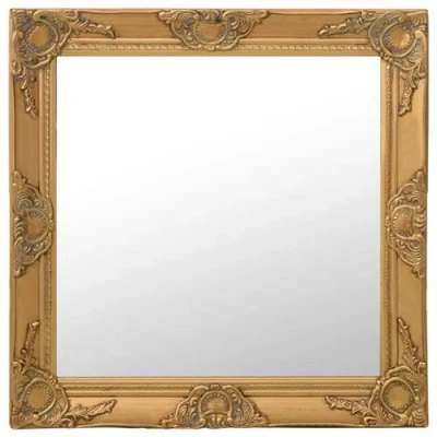 Afbeelding van vidaXL Wandspiegel barok stijl 60x60 cm goudkleurig
