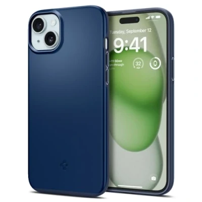Afbeelding van Spigen Thin Fit Hoesje Geschikt voor Apple iPhone 15 Plus Back Cover Blauw