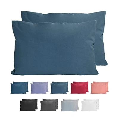 Afbeelding van Komfortec Set van 2 Premium Jersey Kussenslopen 40x60 cm Superzachte Kussenhoes 100% Katoen 150 g/m² Petroleumblauw