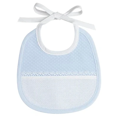 Afbeelding van Filet Klein slabbetje van zachte stof, ruitpatroon, hemel met Aida canvas zak om te borduren, ideaal voor baby&#039;s en de eerste maanden, gemaakt in Italië, lichtblauw