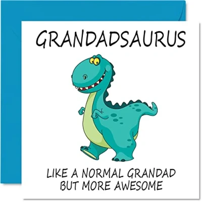 Afbeelding van Verjaardagskaart voor grootvader Grandadsaurus vaderdagkaart van kleinkind, dinosaurus verjaardagskaart, 145 mm x