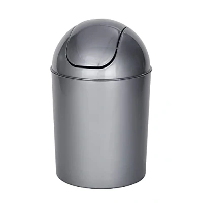 Image de Wenko 21886100 economic poubelle couvert oscillant gris dimensions 19,8 x 31,5 cm
