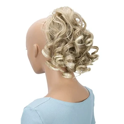Afbeelding van PRETTYSHOP Haarstukje Scrunchy Updo Kapsels Bruidskapsels Volumineus Krullend Rommelig Knotje Blond Mix G15L