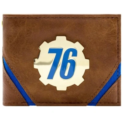 Afbeelding van Fallout 76 Gold Vault Tec badge bruin portemonnee, Bruin, één maat, Modern