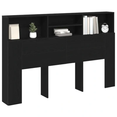 Afbeelding van vidaXL Hoofdbordkast Zwart eiken Geengineerd hout 160 x 19 103,5 cm