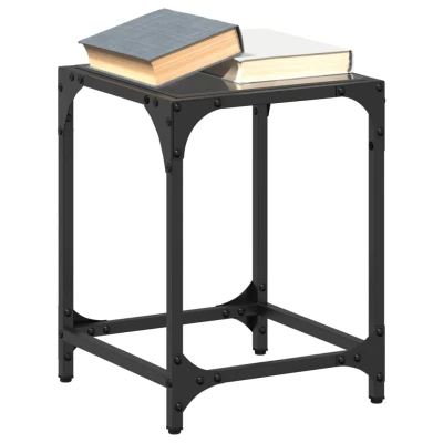 Afbeelding van Salontafel met zwart glazen blad 30x30x40 cm staal
