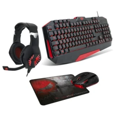 Image de Pack Spirit Of Gamer PRO MK3 Clavier filaire USB Souris Casque et Tapis Noir Rouge