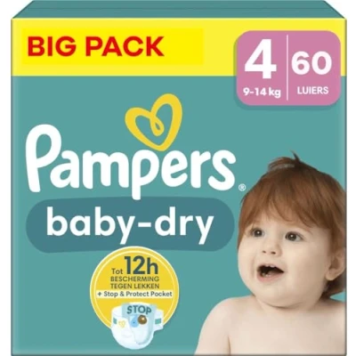 Afbeelding van Pampers Baby Dry Maat 4 Big Pack 60 stuks 9/14 KG