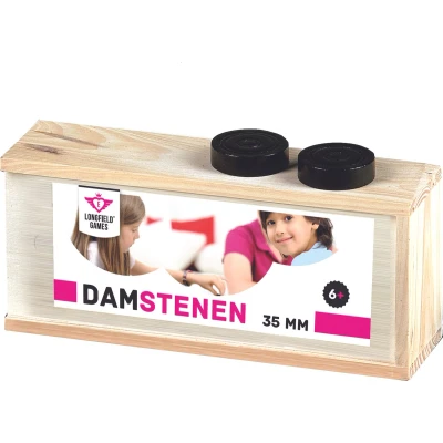 Afbeelding van Damschijven blank/zwart 35 mm.in kist