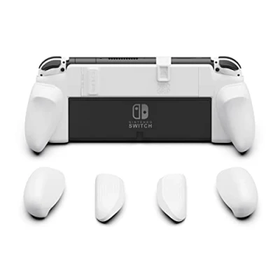 Afbeelding van Skull &amp; Co. NeoGrip voor Switch OLED en normaal model: Een harde handgreep met verwisselbare handgrepen [geschikt alle handmaten] [zonder transportzak] wit