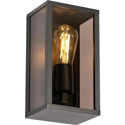 Afbeelding van QAZQA Buiten wandlamp zwart met smoke glas 26 cm IP44 Charlois
