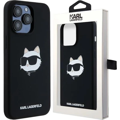 Afbeelding van Karl Lagerfeld Siliconen Choupette Head MagSafe hoesje voor iPhone 15 Pro Max zwart