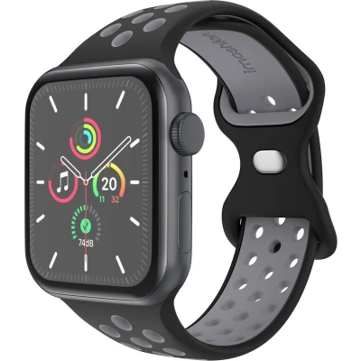 Afbeelding van imoshion Sport⁺ bandje voor de Apple Watch Series 1 t/m 9 / SE (38/40/41 mm) 10 (42 Maat S/M Black &amp; Anthracite