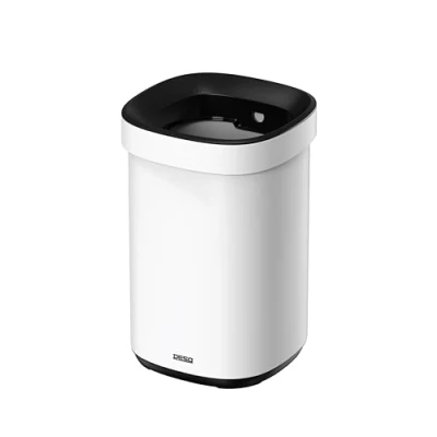 Afbeelding van DESQ® Prullenbak 20 liter Onzichtbare afvalzak bevestigingsring Kantoor Papier Metaal Dutch Design Wit