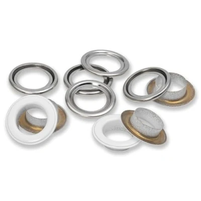 Afbeelding van Prym 542560 set van 15 ogen met sluitringen Ø 14 mm wit/zilver