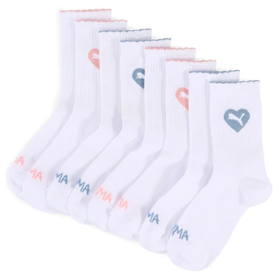 Image de PUMA Scallop Edge Lot de 4 paires chaussettes pour fille, Blanc/rose/bleu, 31 34