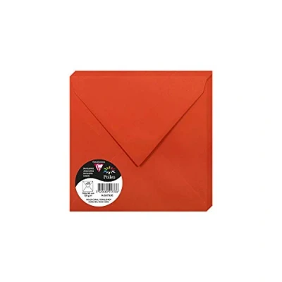 Afbeelding van Clairefontaine 55733C, verpakking met 20 enveloppen, vierkant, 16,5 x cm, 120 g/m², kleur: koraalrood, uitnodiging voor evenementen en correspondentie, Pollen serie, glad premium papier