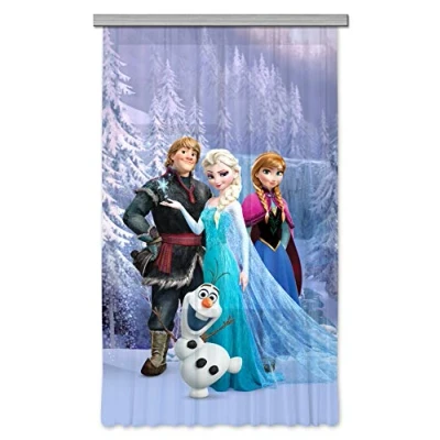 Image de Voilage taille L La Reine des Neiges Portrait Anna et Elsa leurs amis de Disney 140CM X 245CM