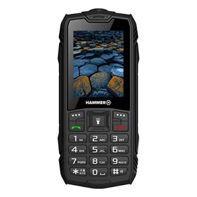 Afbeelding van Hammer H Basalt All Carriers 0,32 GB draagbare telefoon, onbreekbaar, ontgrendeld, IP68, duurzaam, waterdicht, schokbestendig, Dual SIM, batterij 1800 mAh, grote toetsen, FM radio, MP3, camera,