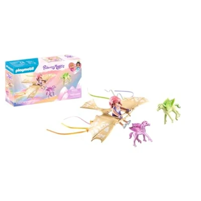 Image de Playmobil 71363 Princesse et poulains ailés, Comprend Une Princesse, Son Deltaplane, Deux ailés des Accessoires, Gamme Princess Magic pour Enfants dès 4 Ans