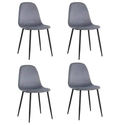 Afbeelding van Lina® Napoli Eetkamerstoelen Grijs Set van 4 Velvet