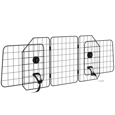 Afbeelding van PawHut Grille de protection universelle pour chien En acier Réglable Noir 93 150 x 42 cm