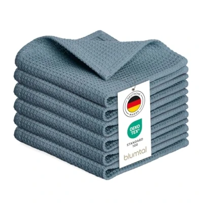 Afbeelding van Blumtal® Theedoeken 30x30 cm Set van 10 katoen 100% Keukendoeken wasbaar op 60 C Keuken handdoeken Keukendroogdoeken Wafeldoeken Vaatdoeken Blauw