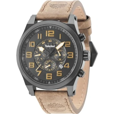 Afbeelding van Timberland Bruine Leren Horloge met Grijze RVS Kast en 5ATM Waterdichtheid